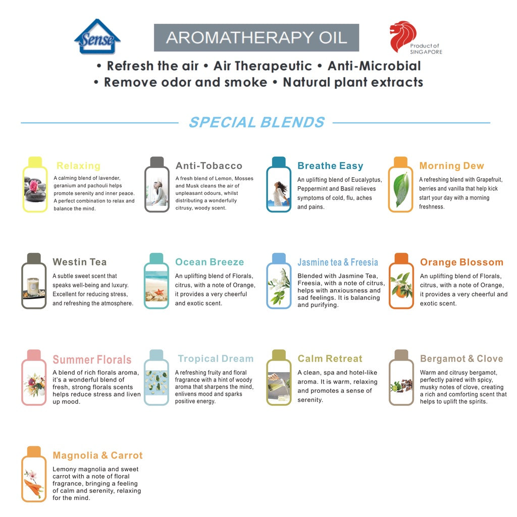 Aromatherapy Diffuser - SH101 | SH106 | SH107 | SH121 + SENSE Water Based Essential Oil - The Sense House