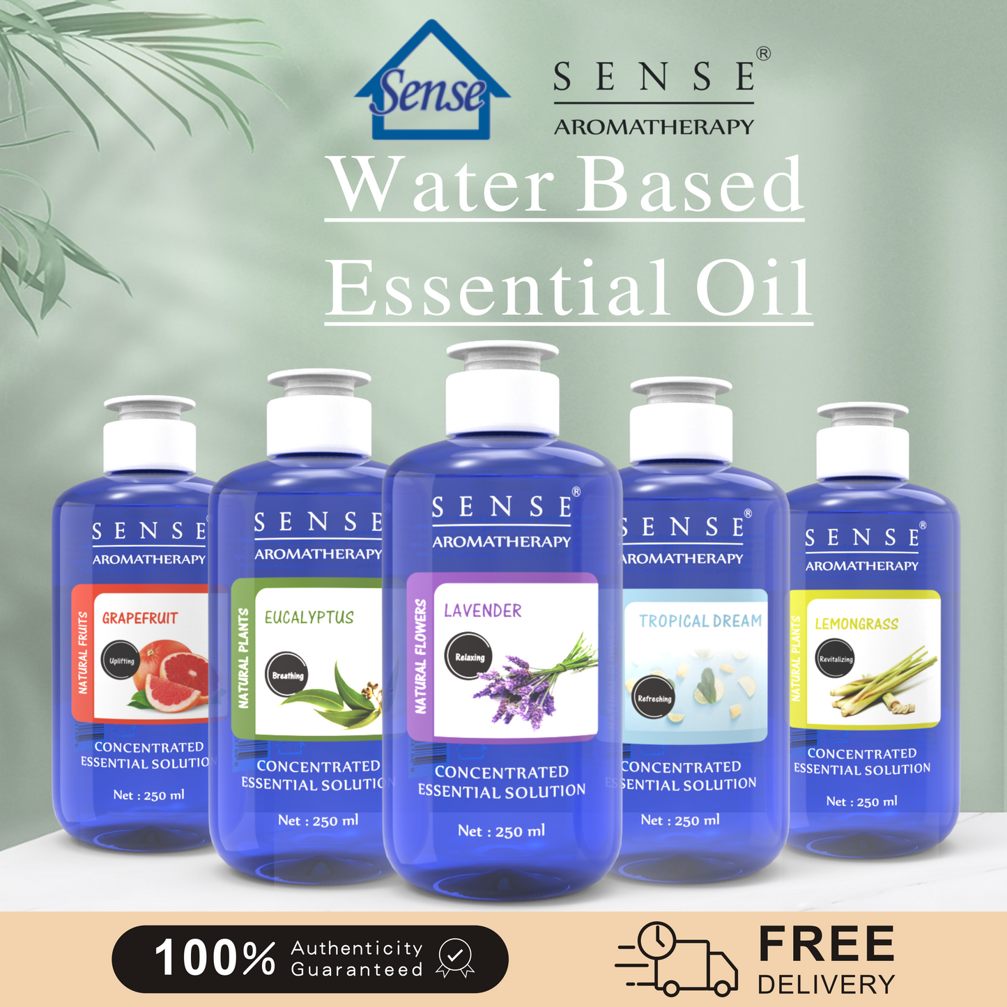 Bundle of 5 X 250ml Essential Solution Water Based Essence - The Sense House