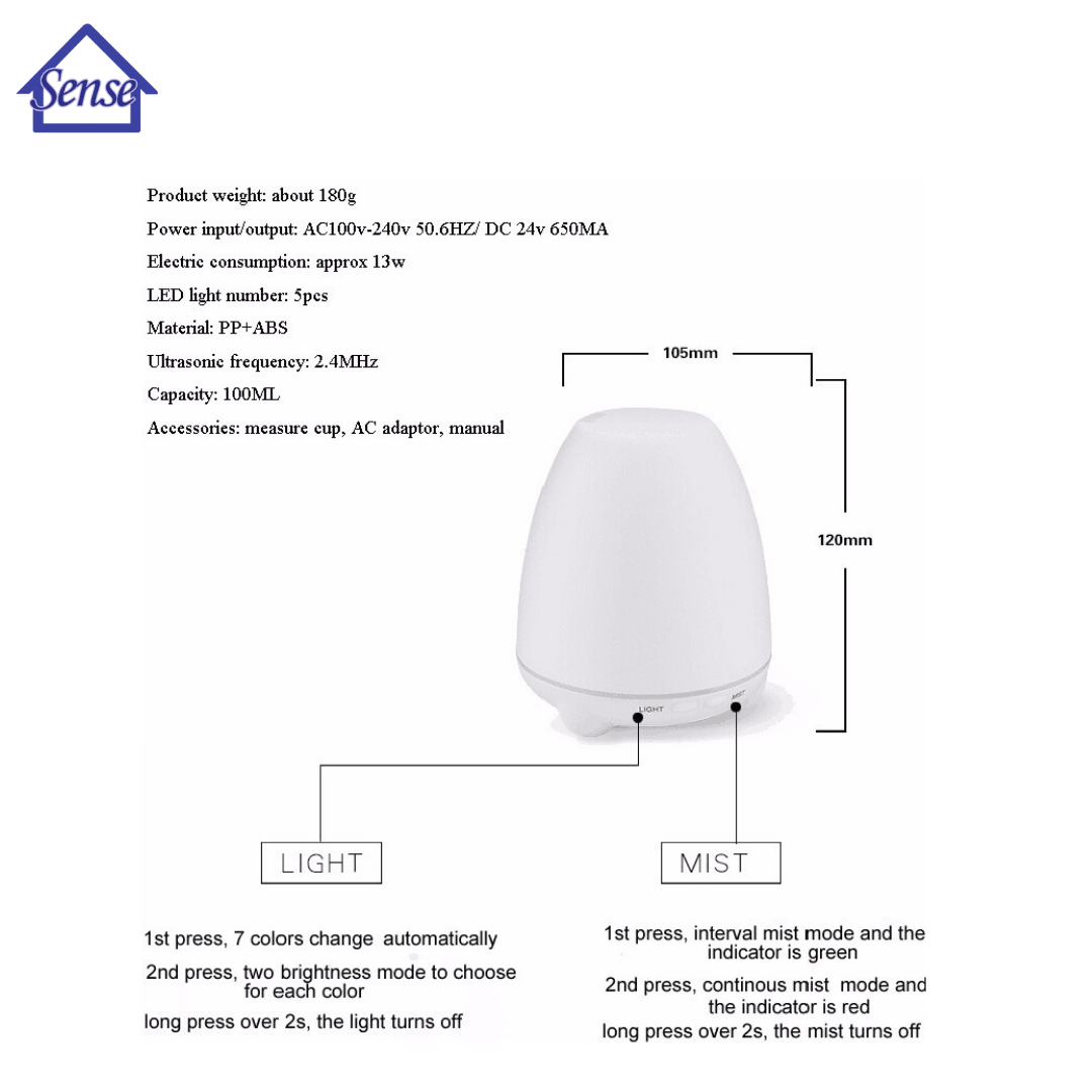 Ultrasonic Aroma Diffuser (SH40) - The Sense House