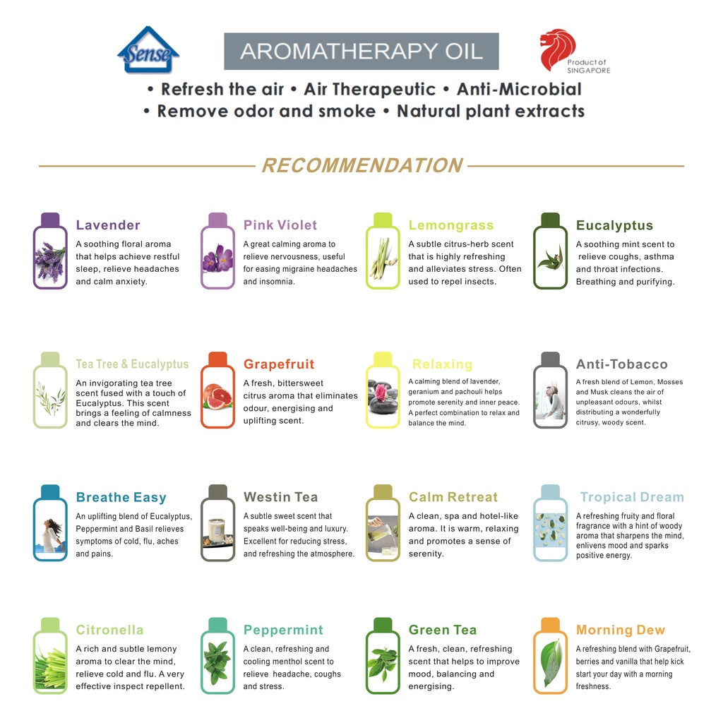 Aromatherapy Diffuser - SH101 | SH106 | SH107 | SH121 + SENSE Water Based Essential Oil - The Sense House