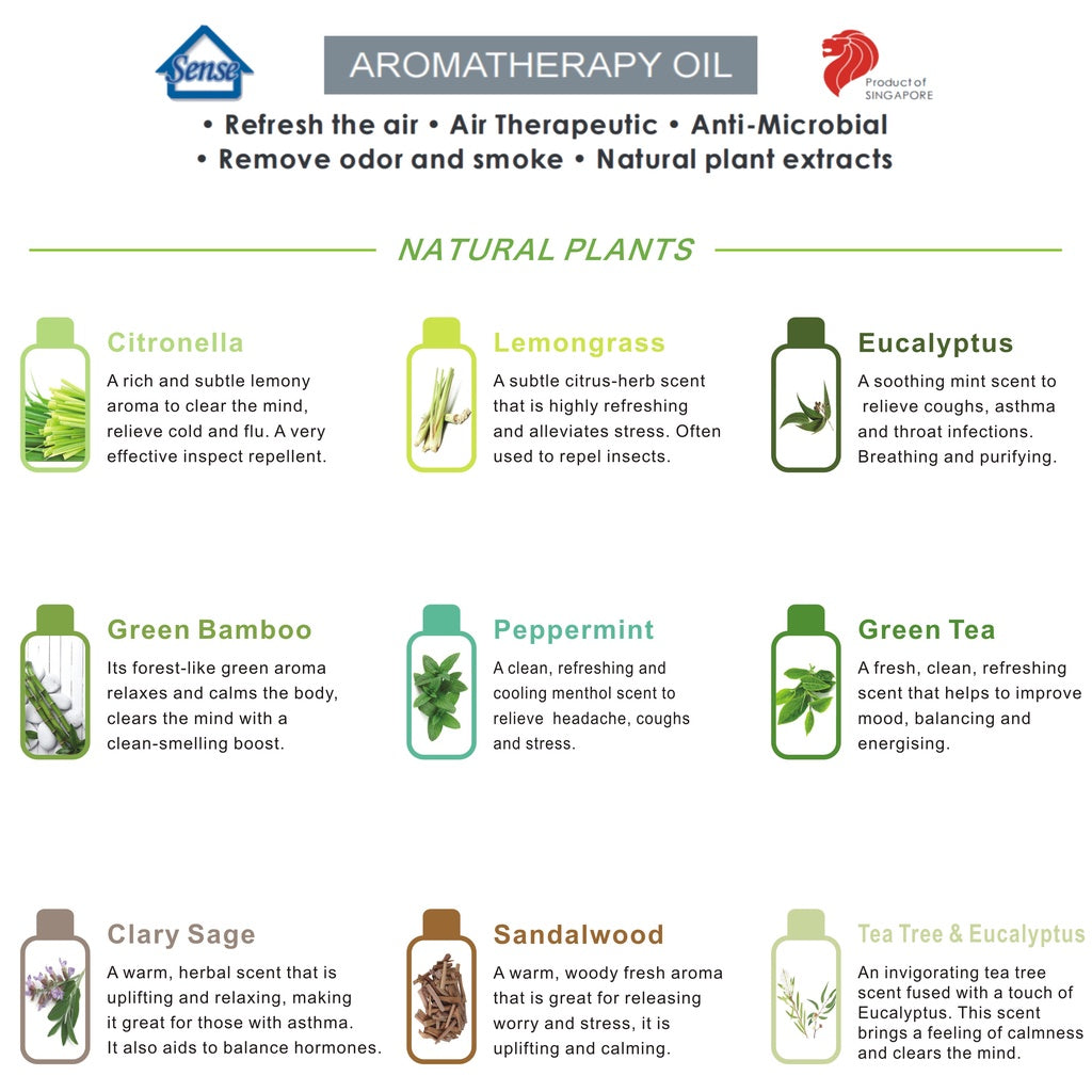Aromatherapy Diffuser - SH101 | SH106 | SH107 | SH121 + SENSE Water Based Essential Oil - The Sense House