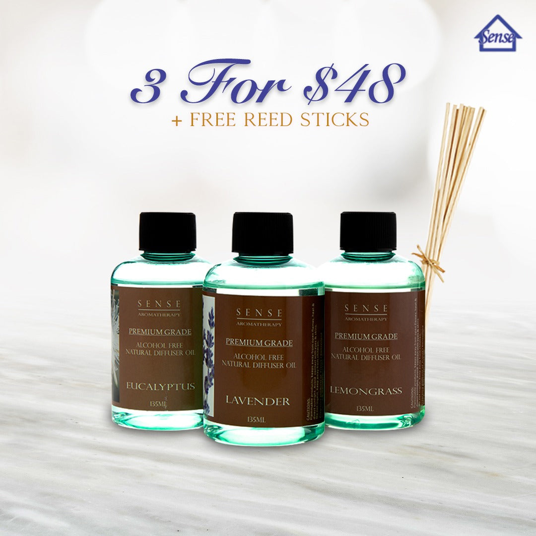 [FLASH DEAL of 3] Alcohol Free Reed Refill | Perfume Reed Refill 135ml | Free sticks - The Sense House 