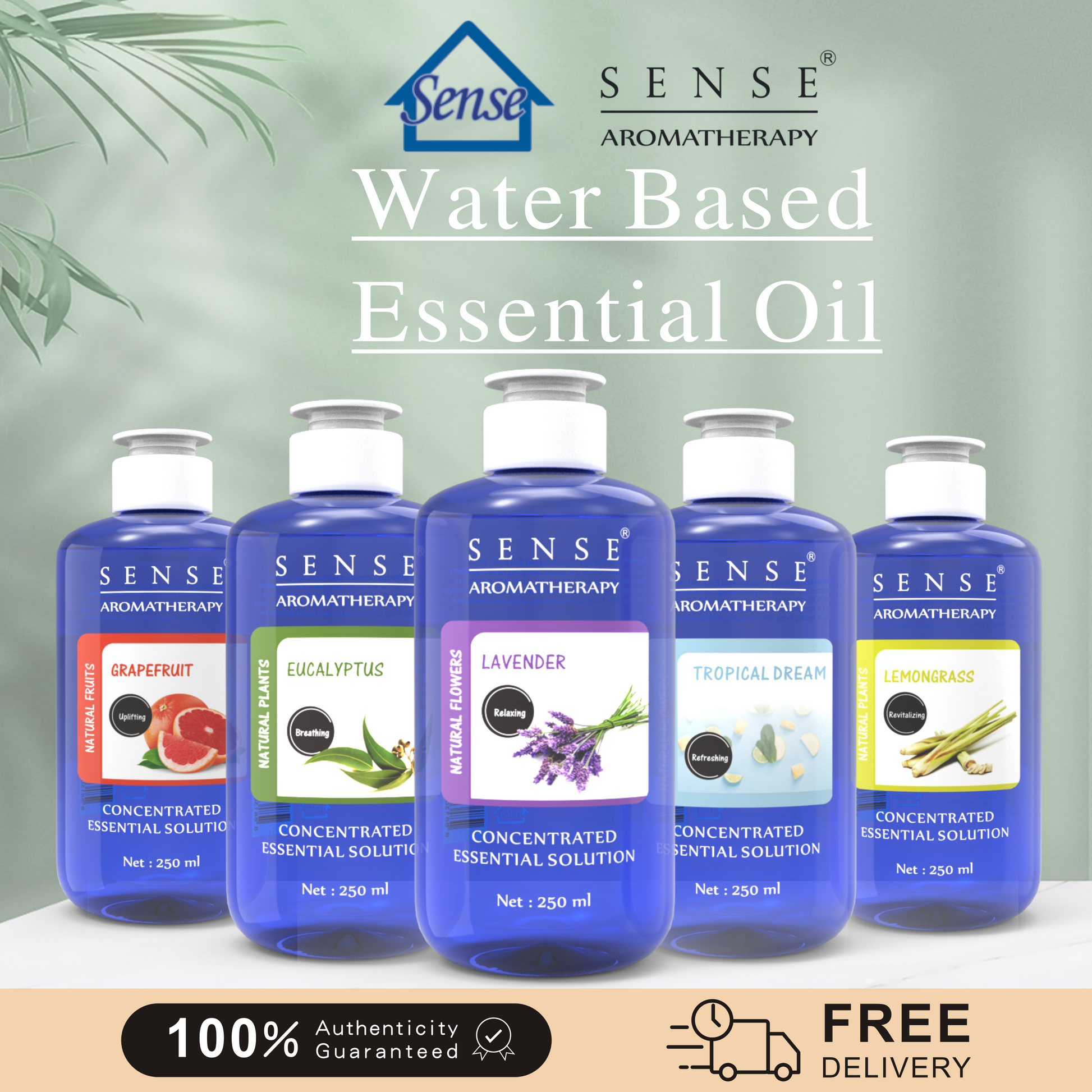 Bundle of 5 X 250ml Essential Solution Water Based Essence - The Sense House 