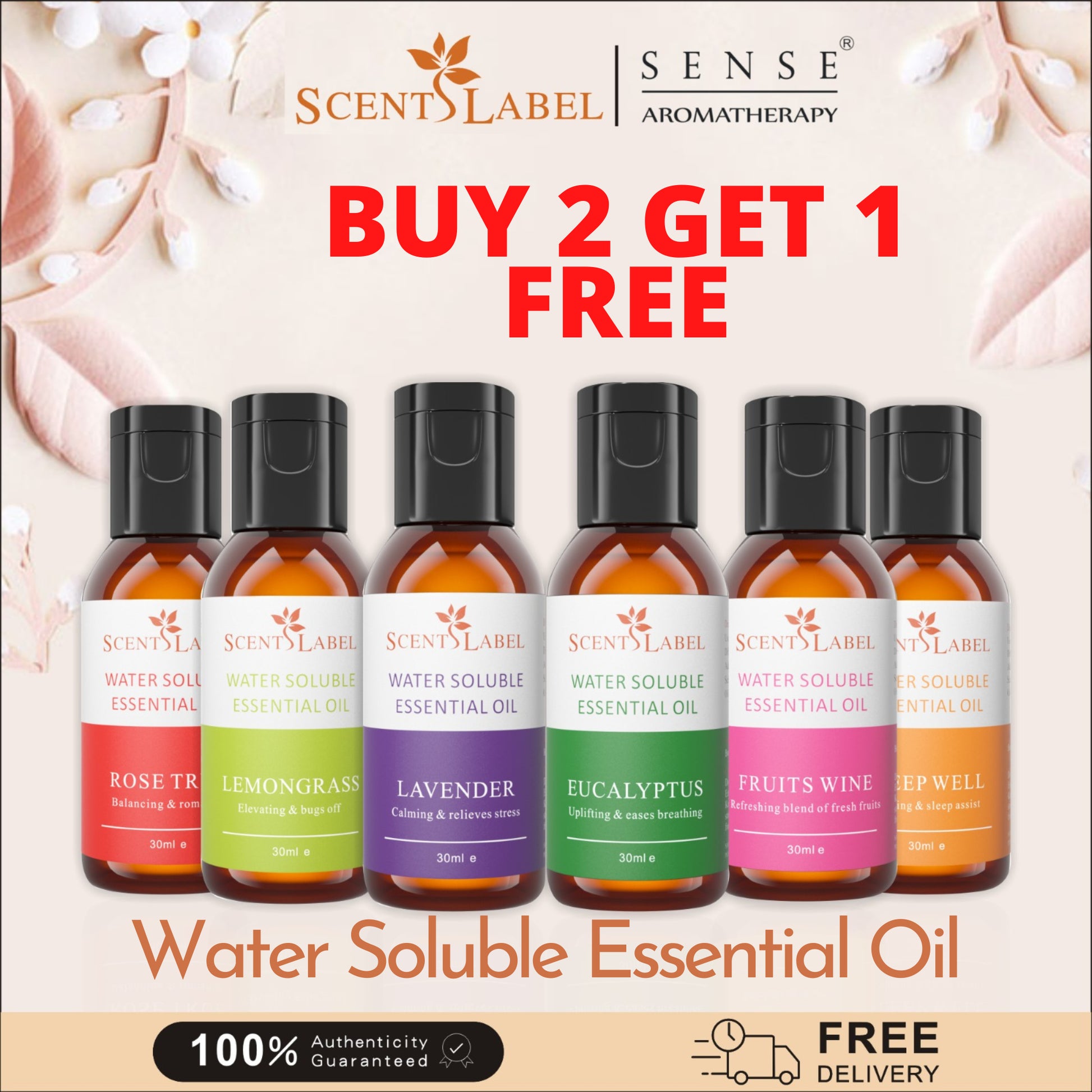[NEW SCENTS] BUNDLE OF 3 X WATER SOLUBLE ESSENTIAL OILS 30ML - The Sense House 